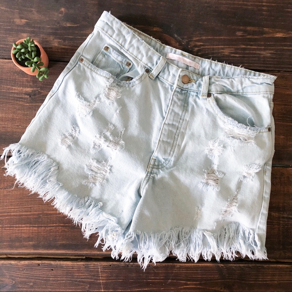 Zara Distressed Denim Shorts